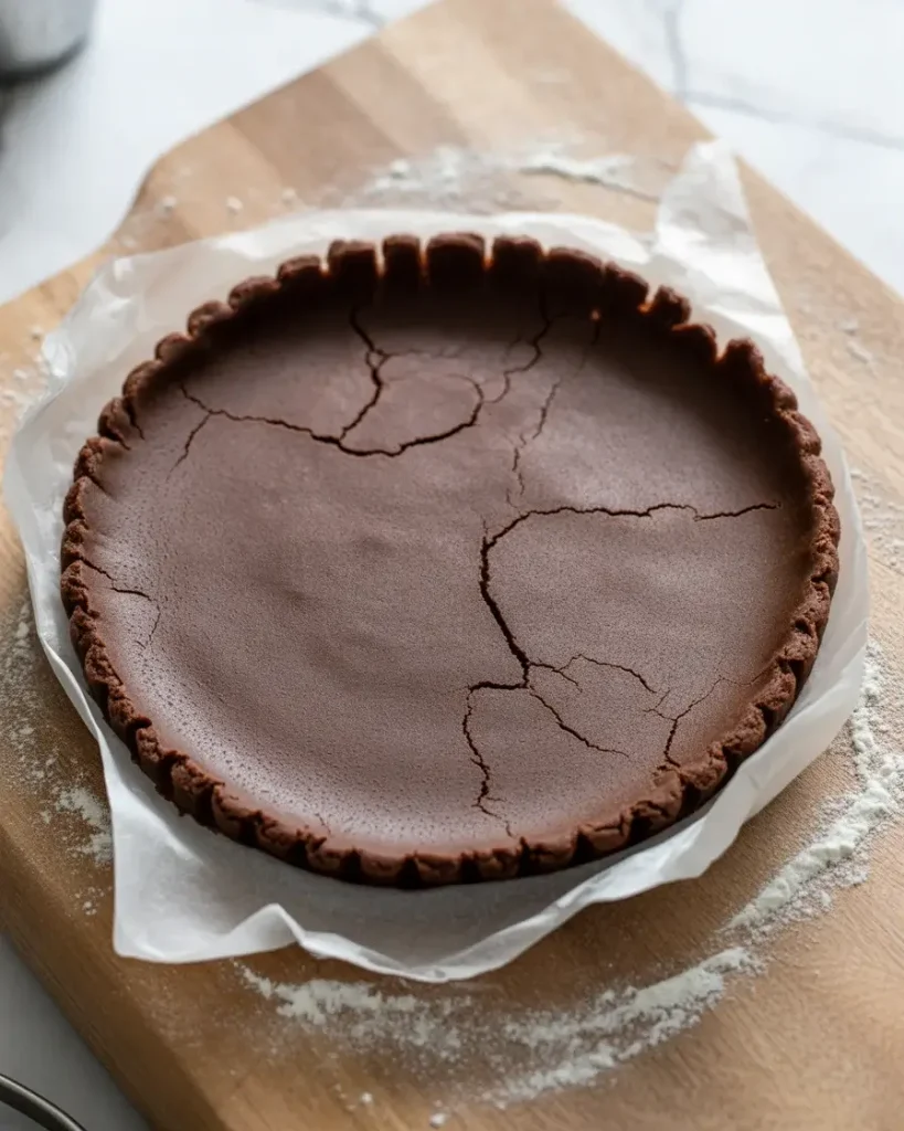  Chocolate tart dough chilled and ready to roll out for tartlet shells