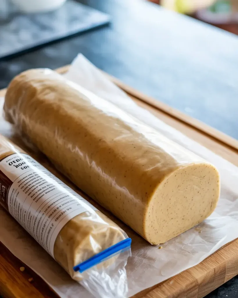 Cookie dough logs freeze for up to 3 months for easy slice-and-bake convenience.