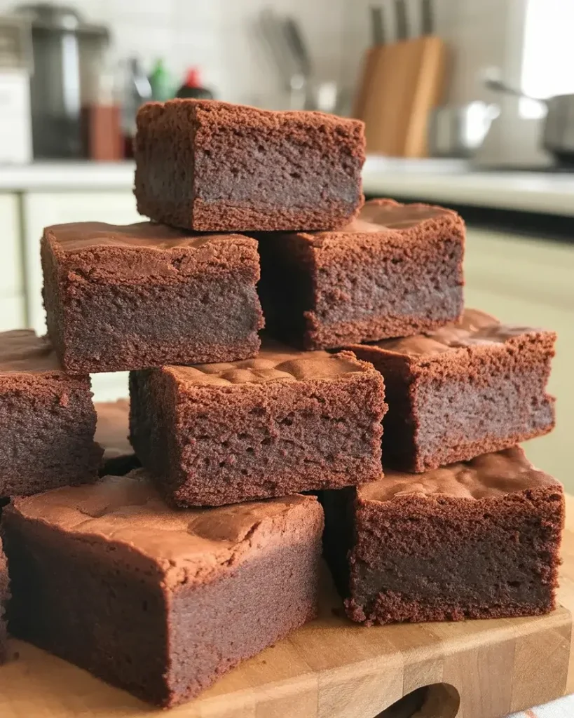 Cooled brownies cut into perfect squares for sundae assembly