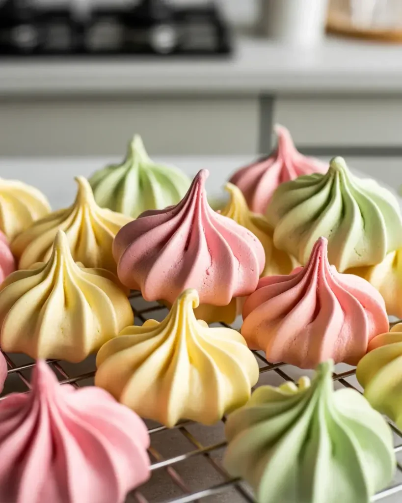 Cooling jello meringue cookies on a wire rack until completely crisp and dry