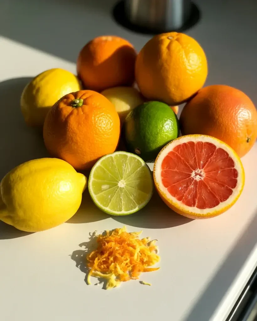 Different citrus options for shortbread including lemon, orange, lime, and blood orange