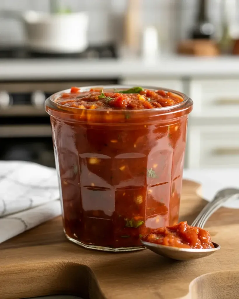 Finished salsa resting 15 minutes to let smoky flavors deepen and meld