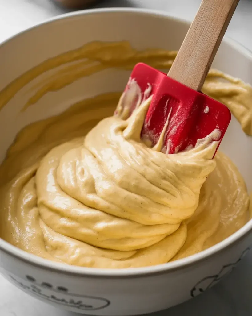 Folding batter just until combined, leaving small lumps for a fluffy interior texture