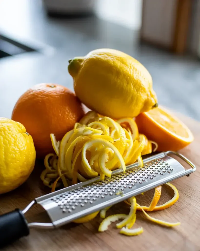 Fresh lemon and orange zest ready to add bright flavor to shortbread dough