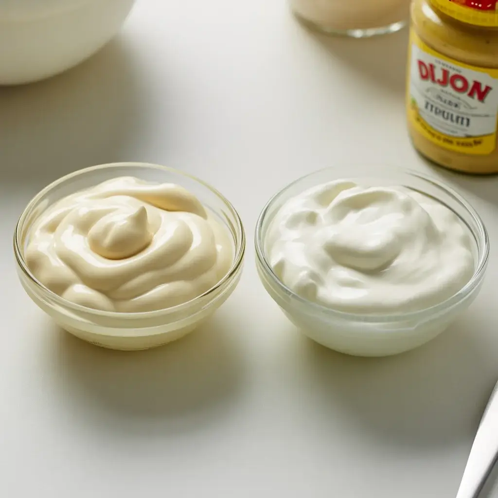 Greek yogurt swaps 1:1 for mayo and creates a lighter, tangier dressing with great texture