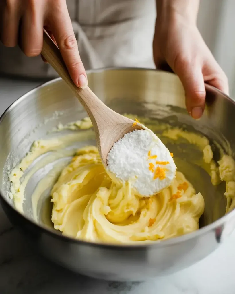 Hand-creaming butter and sugar for citrus shortbread - no stand mixer needed