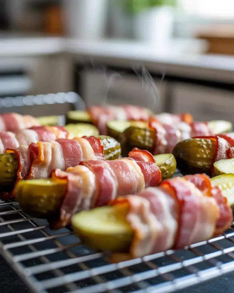 Letting the appetizers rest for two minutes to allow the bacon to reach peak crunchiness.