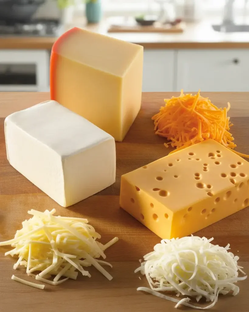 Monterey Jack and white American cheese blend for the smoothest homemade queso sauce
