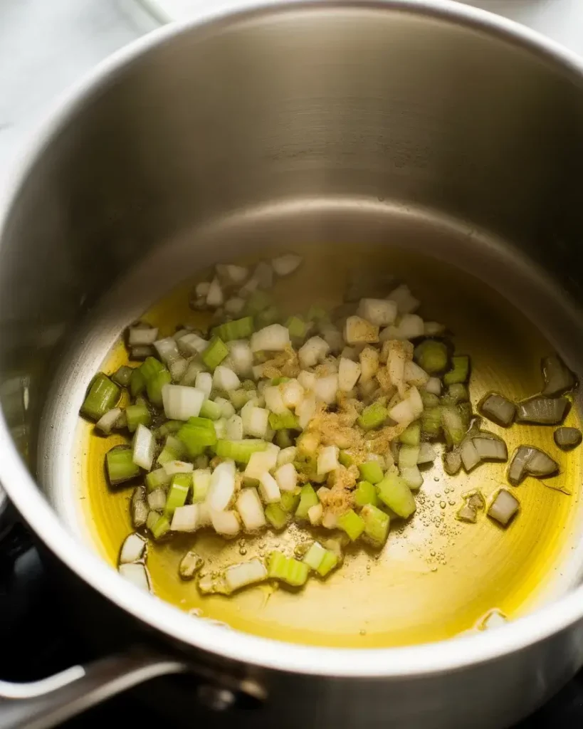 
Sauteing-onion-garlic-and-celery-in-olive-oil-until-soft-and-fragrant