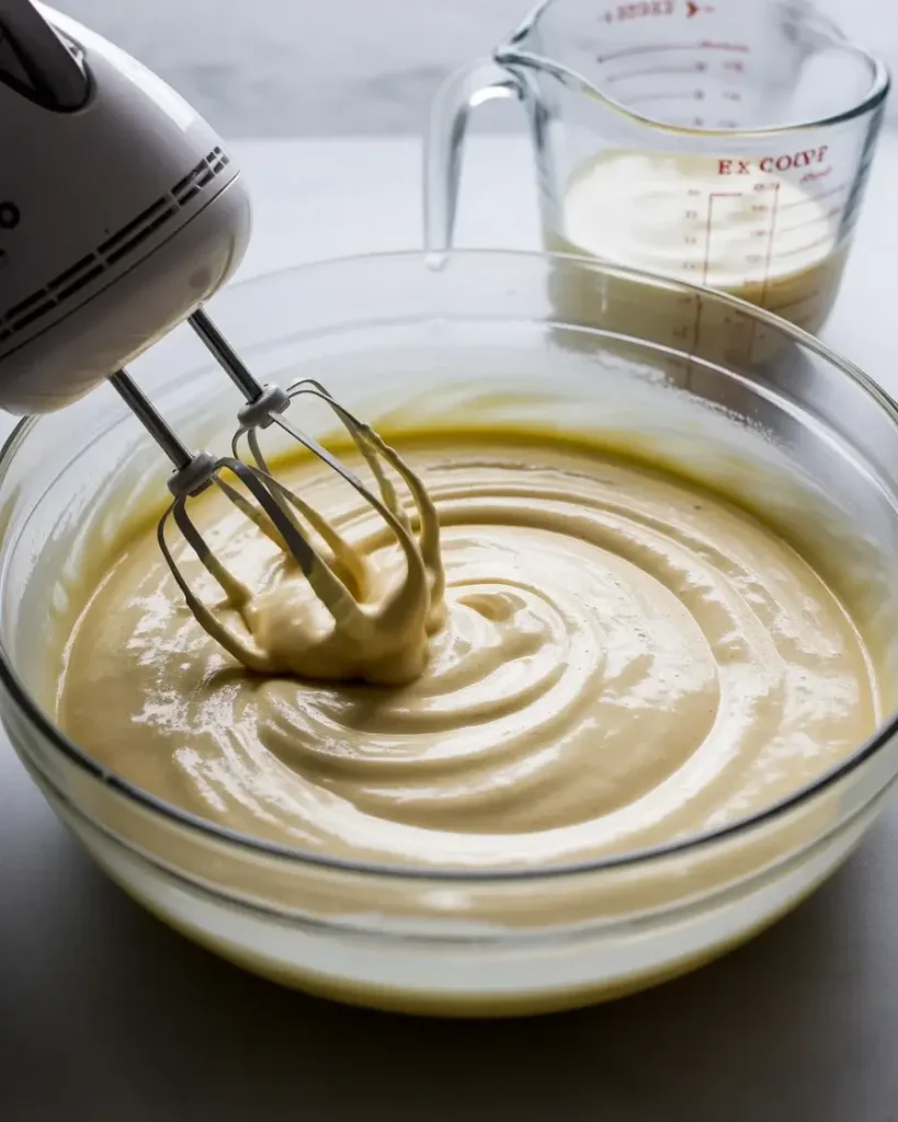  Smooth, lump-free cheesecake batter ready to fill the cups - room temp cream cheese is key