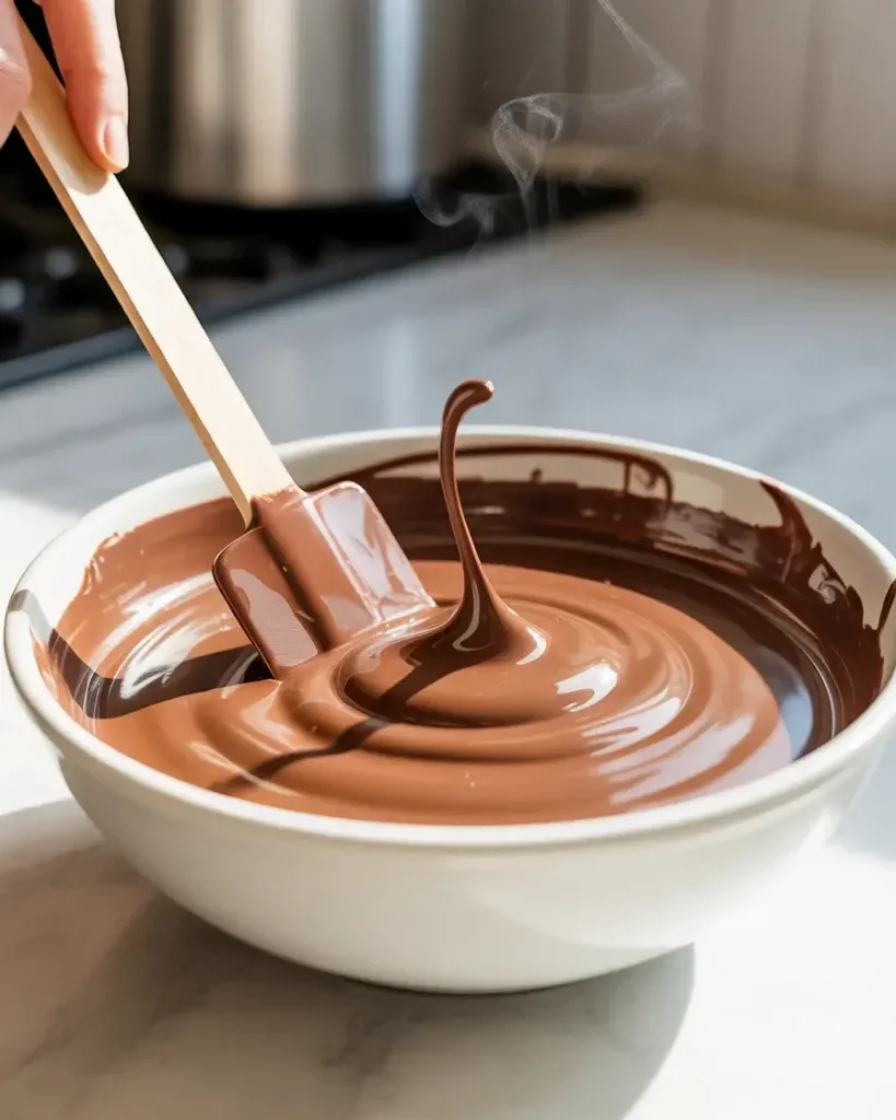  Smooth melted milk chocolate ready for spreading on rice cakes Smooth melted milk chocolate ready for spreading on rice cakes