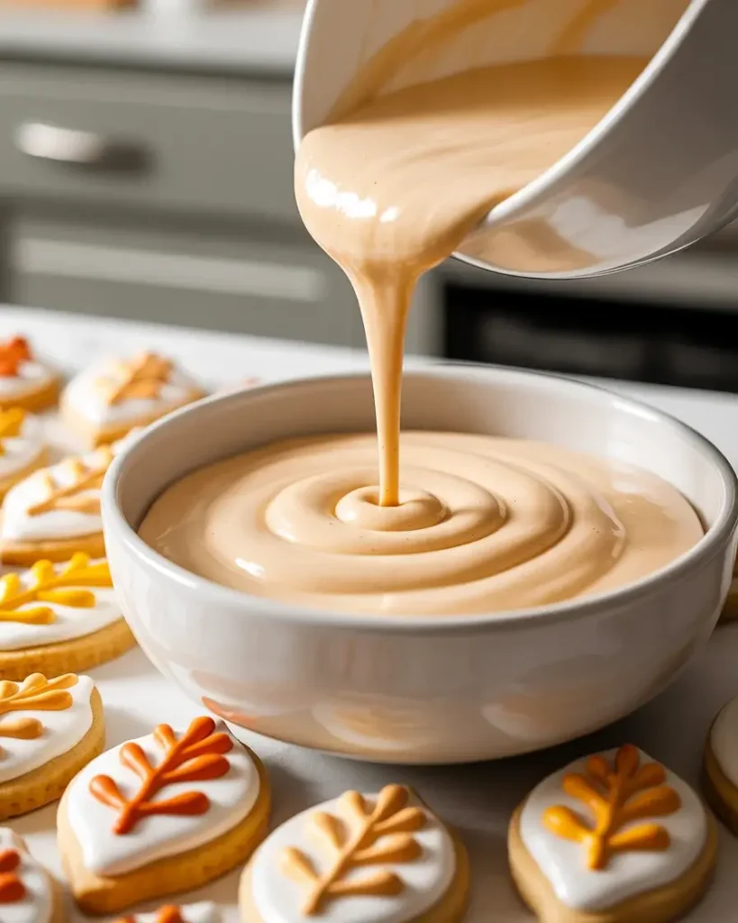 Spiced royal icing in fall colors finishes these autumn sugar cookies beautifully.