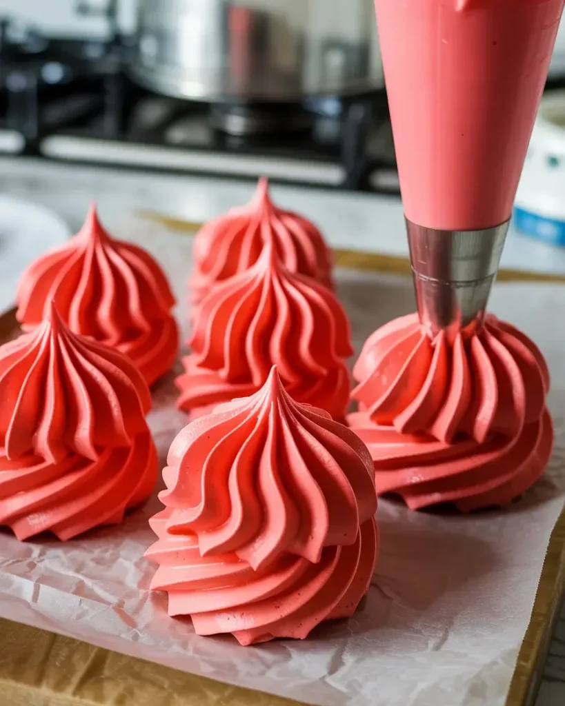 Stiff peaks and a star tip create tall, defined meringue rosettes with crisp ridges