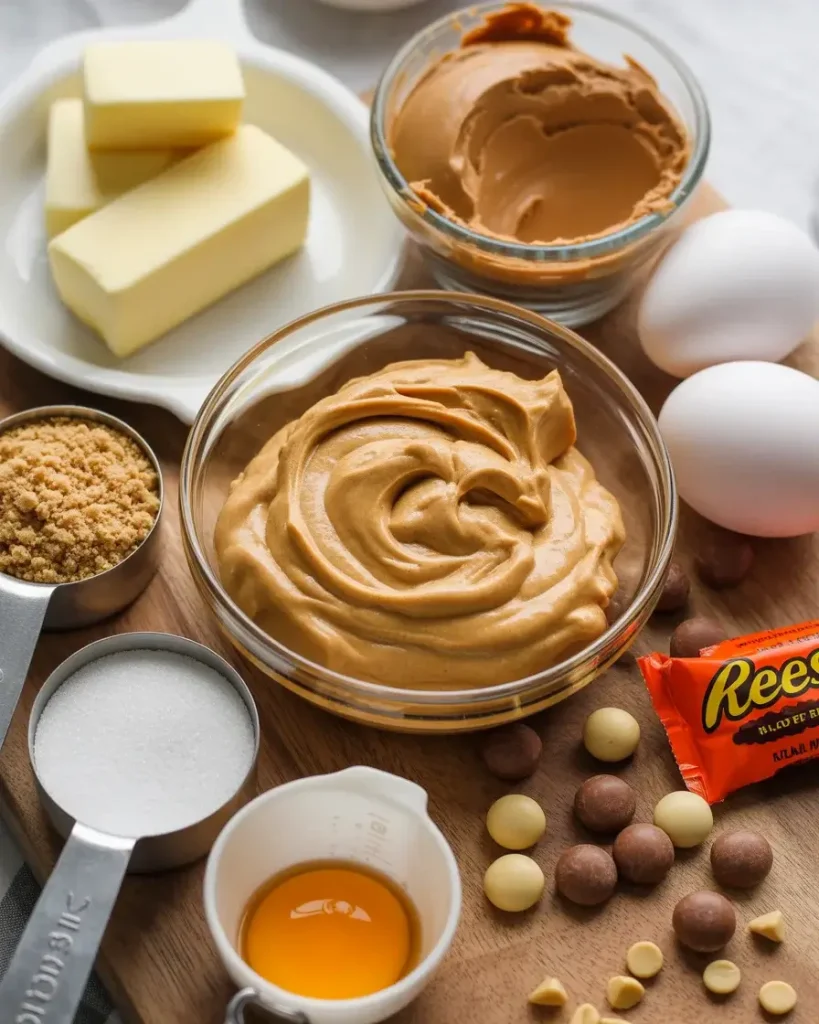  All the ingredients prepped and ready for triple Reese's peanut butter cookies