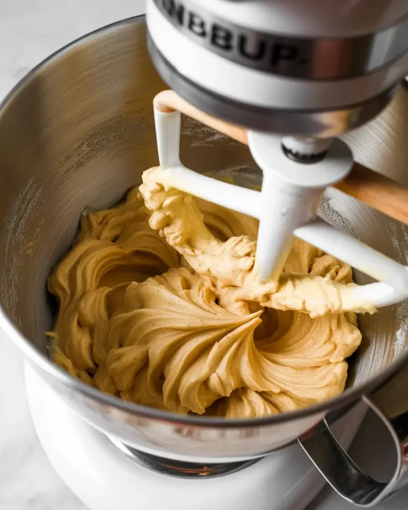 Creamed butter and brown sugar whipped to a pale, fluffy consistency