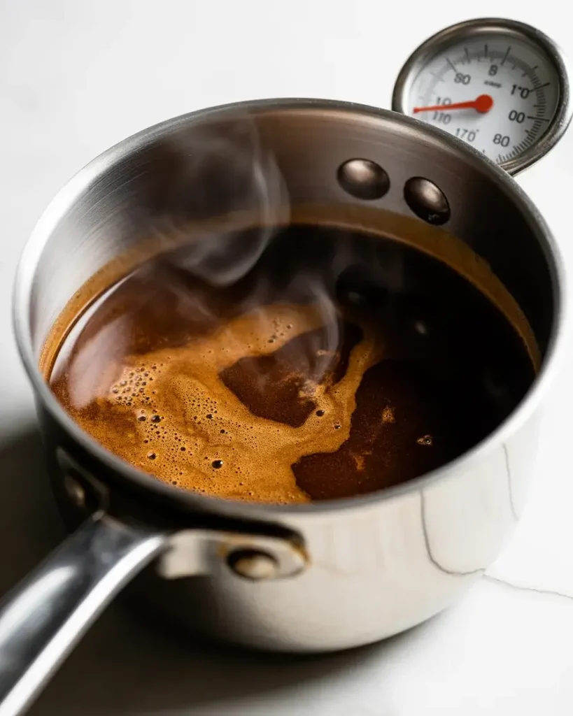 Heating espresso cream to exactly 170°F before adding the bloomed gelatin