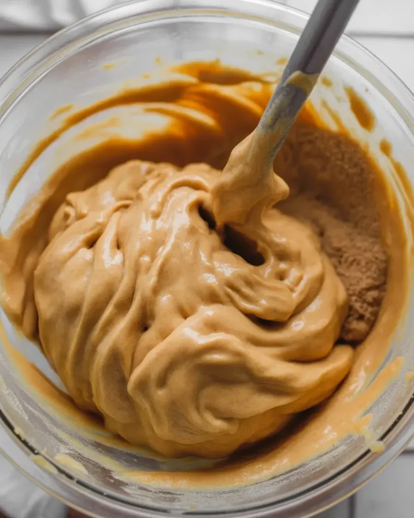 Mixing peanut butter dough until pale, fluffy, and smooth before chilling