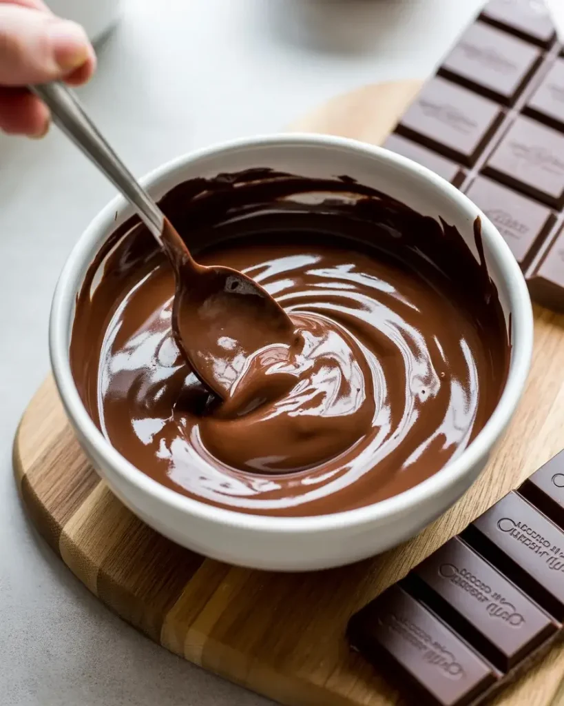 Smooth chocolate ganache ready to fill the warm thumbprint centers