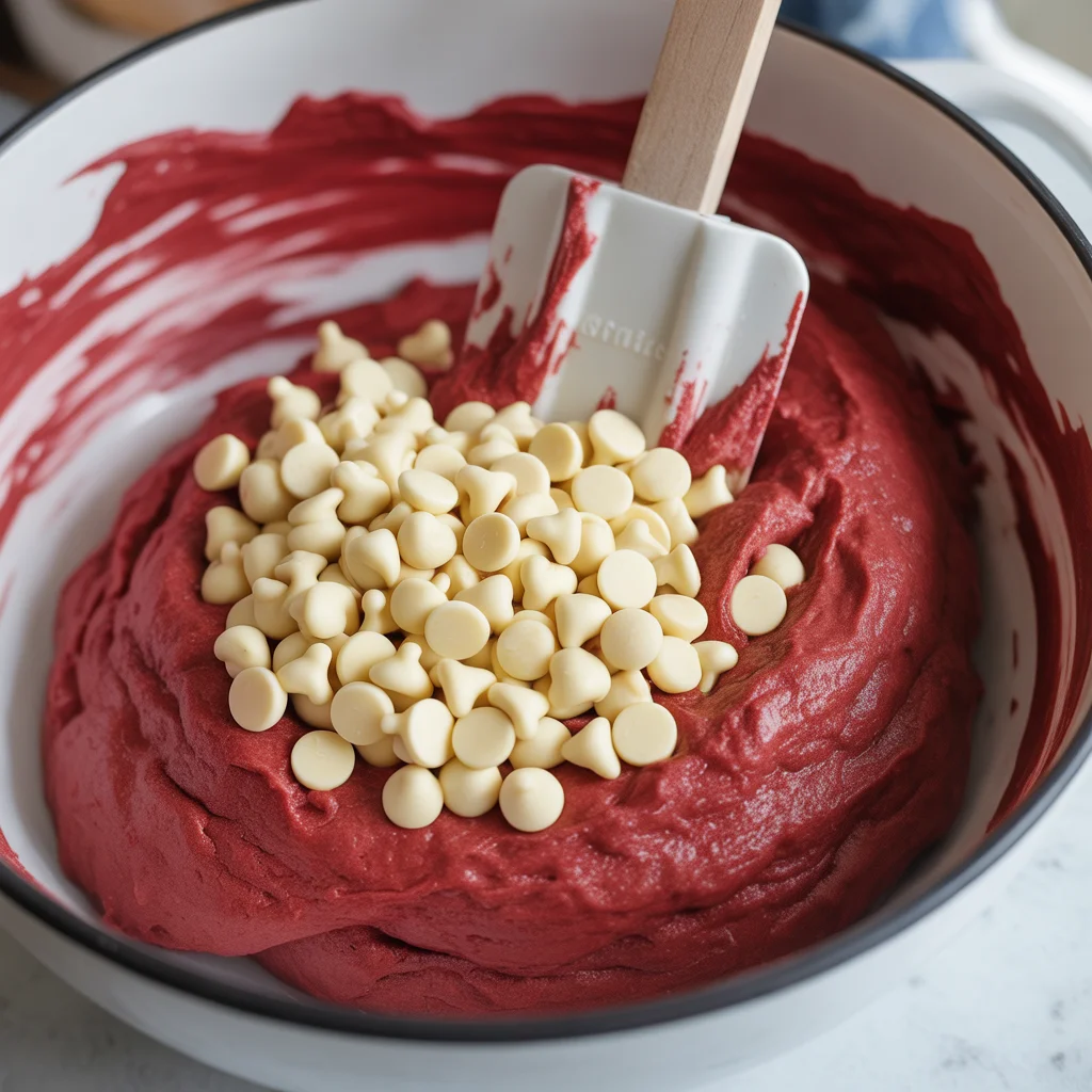 White chocolate chips create beautiful color contrast and the perfect sweet complement