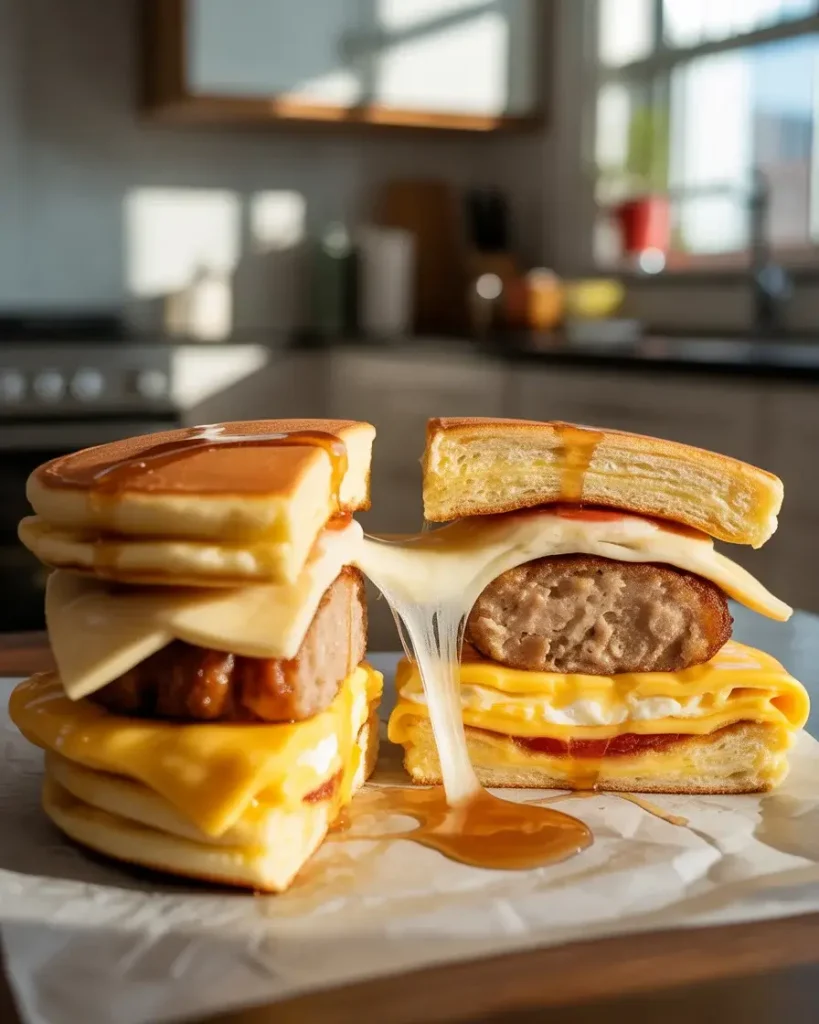American cheese melting over sausage patty using steam method