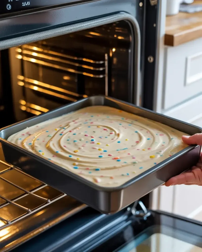 Bake at 350°F for 20-24 minutes until golden and a toothpick comes out with moist crumbs