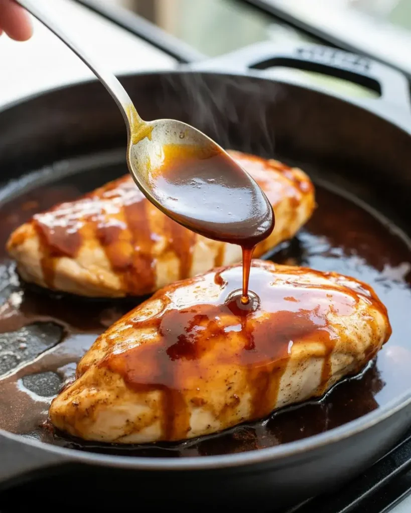 Baste constantly as the glaze thickens and lacquers the chicken surface
