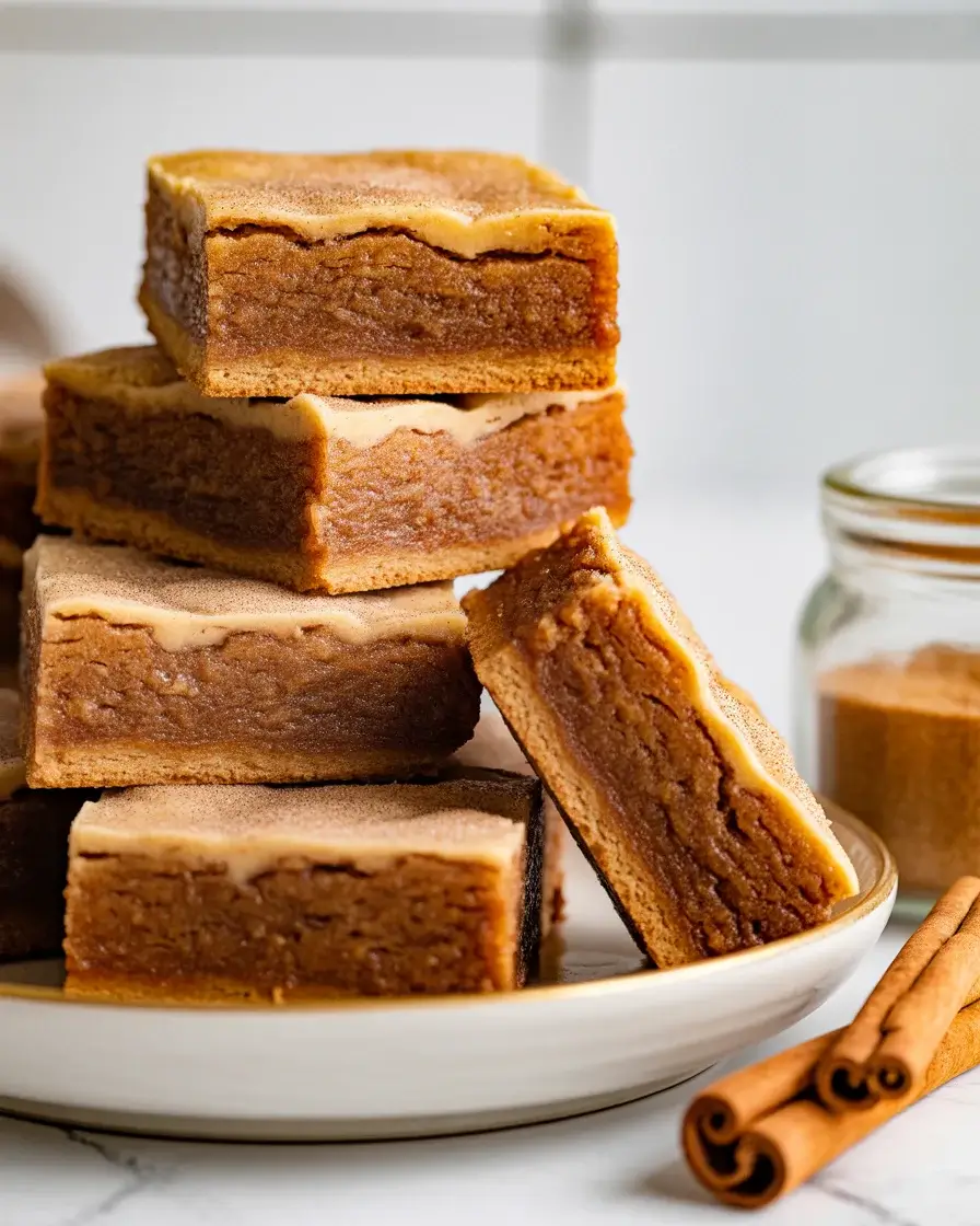 Chewy cinnamon sugar blondies with a crackly spiced topping, perfect for any sweet craving