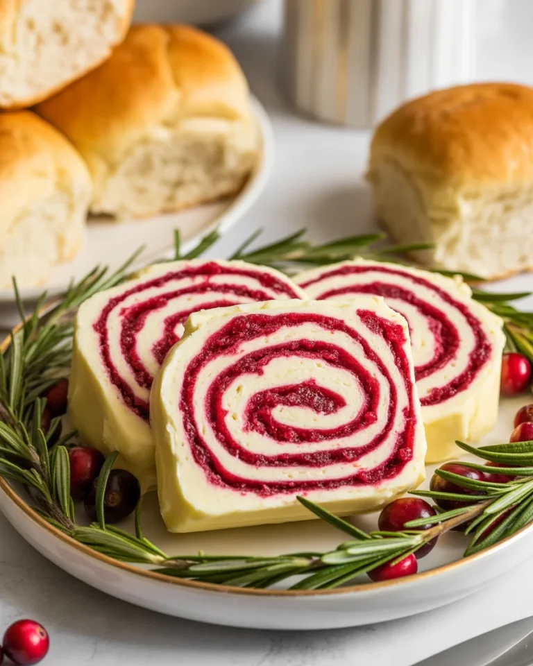 Christmas cranberry honey butter sliced into elegant rounds, perfect for holiday rolls and biscuits