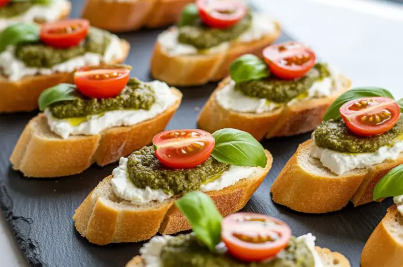 Pesto Ricotta Crostini