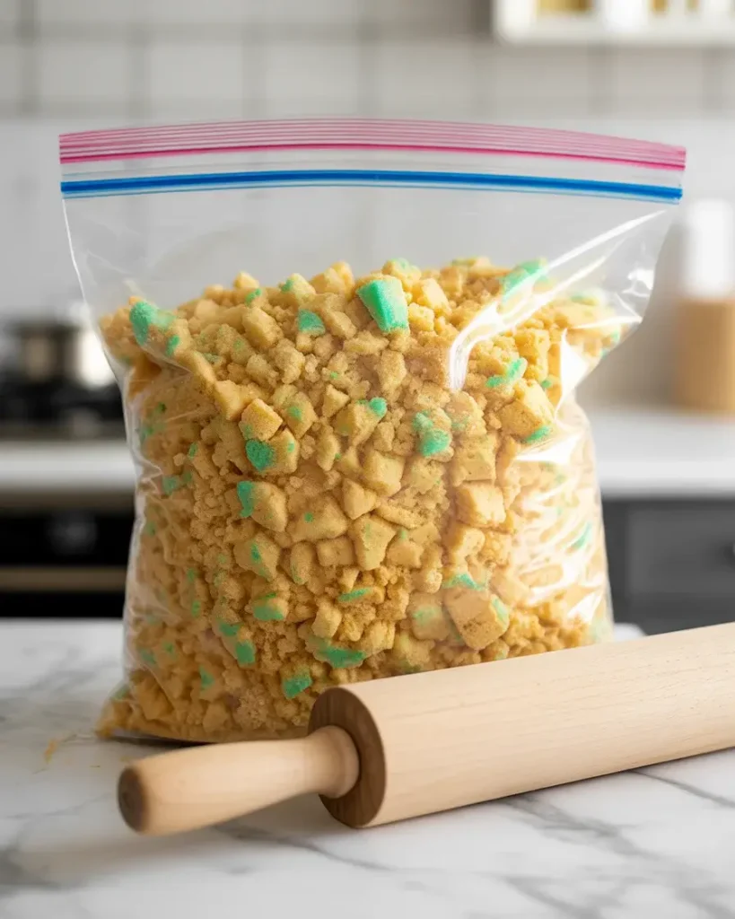 Crushing Christmas Tree Cakes into fine crumbs is the first step to perfect truffles