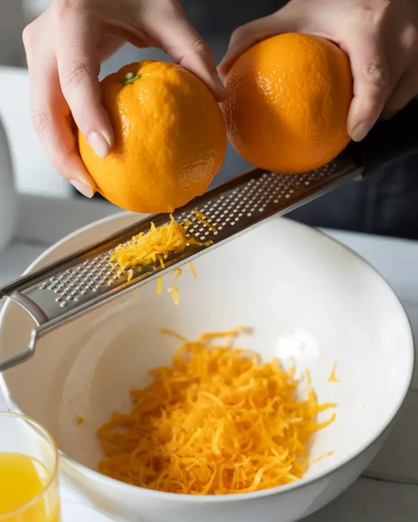  Fresh orange zest and juice ready for the most flavorful orange drop cookies