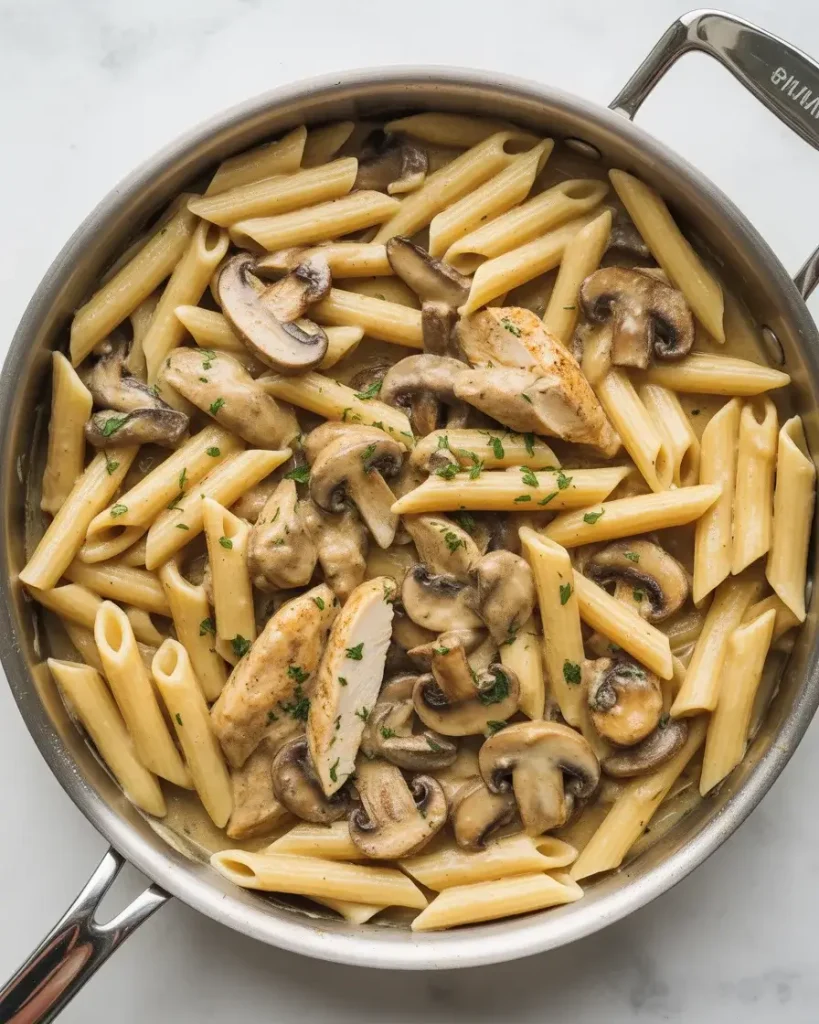 Freshly grated parmesan stirred into the cream sauce, melting into a smooth, glossy finish