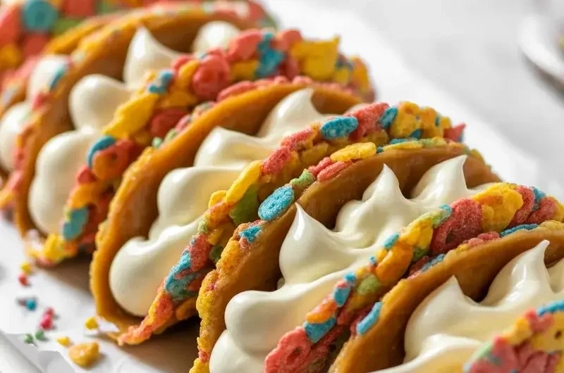 Fruity Pebbles Cheesecake Tacos