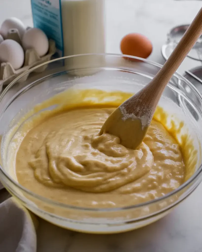 Mixing pancake batter just until combined - lumps are perfectly fine