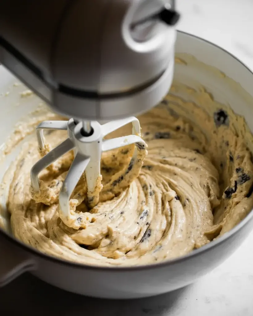 Mixing softened cream cheese with Oreo crumbs until smooth and fully combined