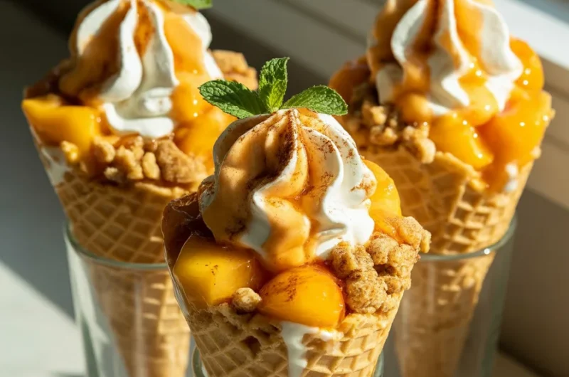 Peach Cobbler Cheesecake Cones
