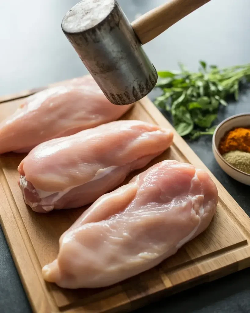  Pound chicken to even thickness for consistent cooking and a perfect sear