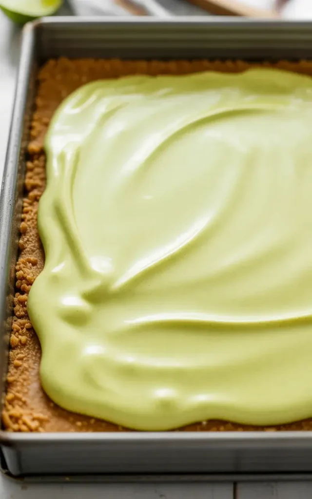 Pour filling over warm crust and bake just until the center is barely set