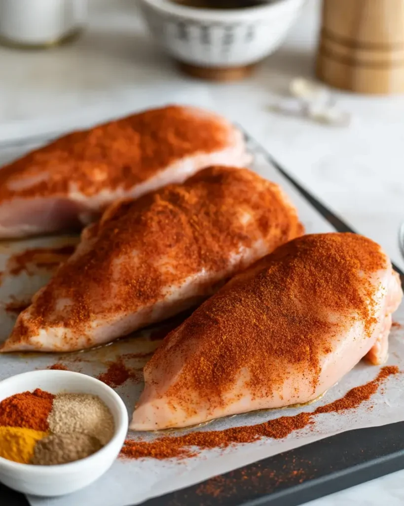  Press the spice blend into every surface of the chicken for maximum flavor