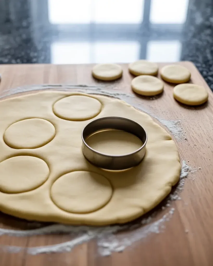 Rolling and cutting pie dough rounds for mini pie shells and tops