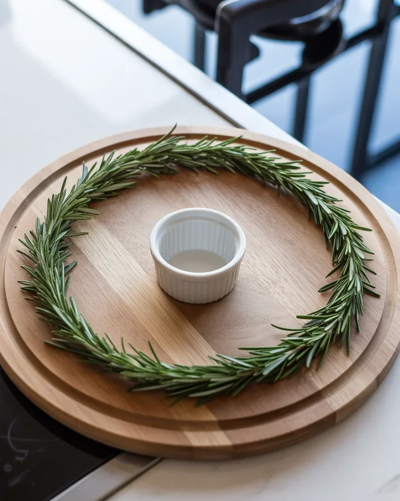 Rosemary sprigs arranged in a ring create the perfect base for building your antipasto wreath