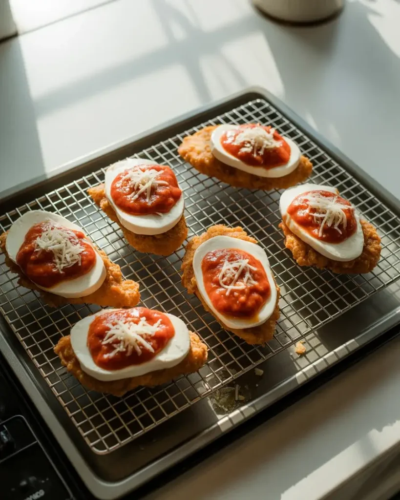 Sauce placed only in the center preserves the crispy border while the cheese melts