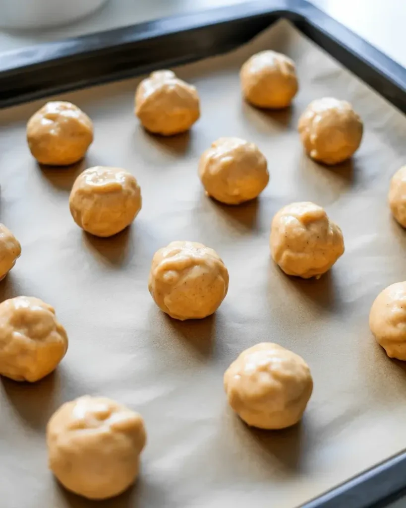 Orange drop cookie dough scooped and ready to bake at 350°F