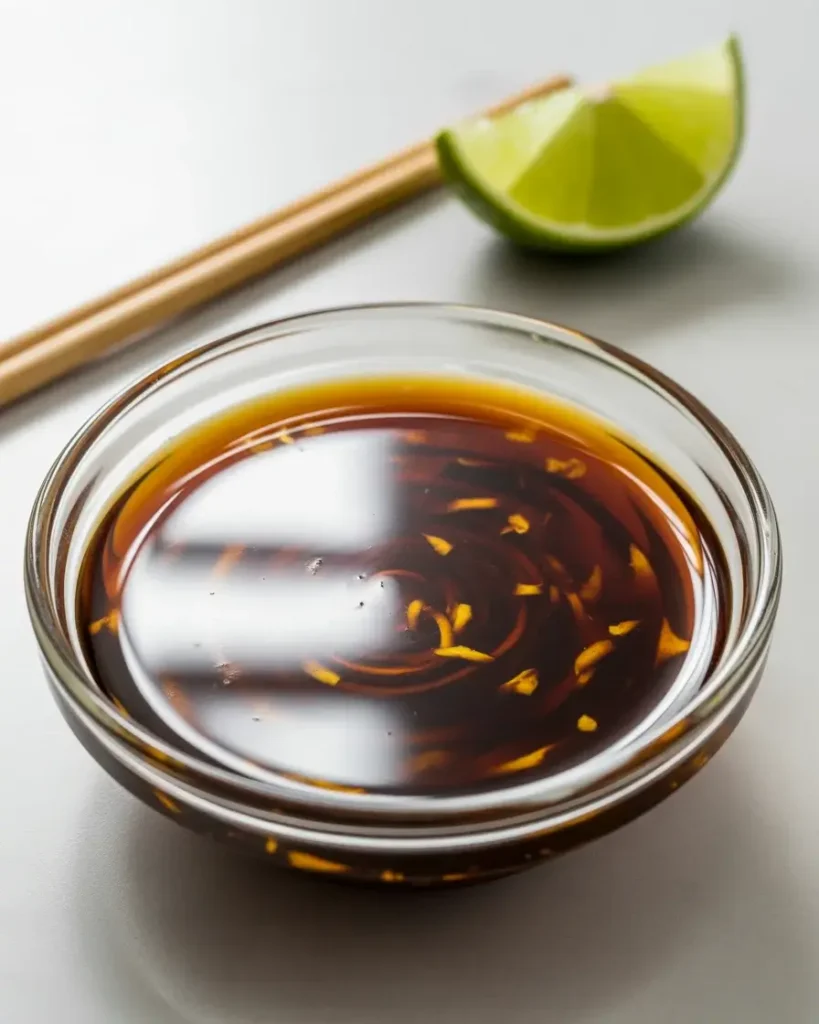  Soy-sesame dipping sauce whisked with ginger, honey, and lime juice