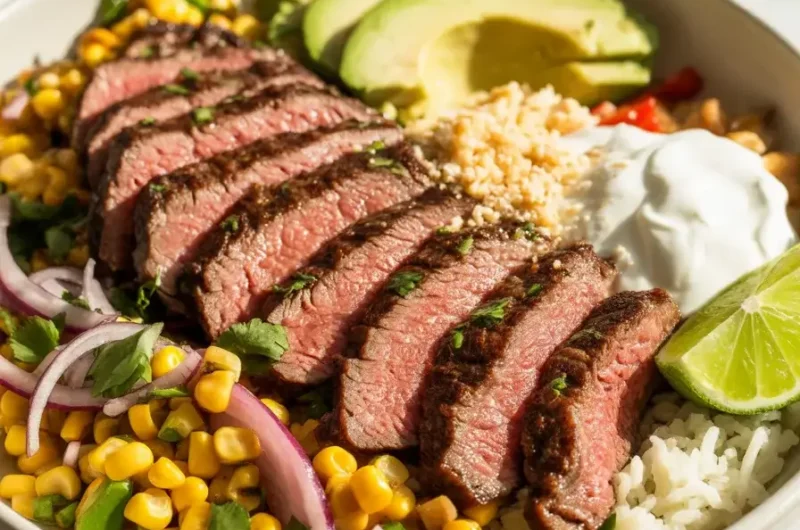 Steak Fajita Bowl with Corn Salsa