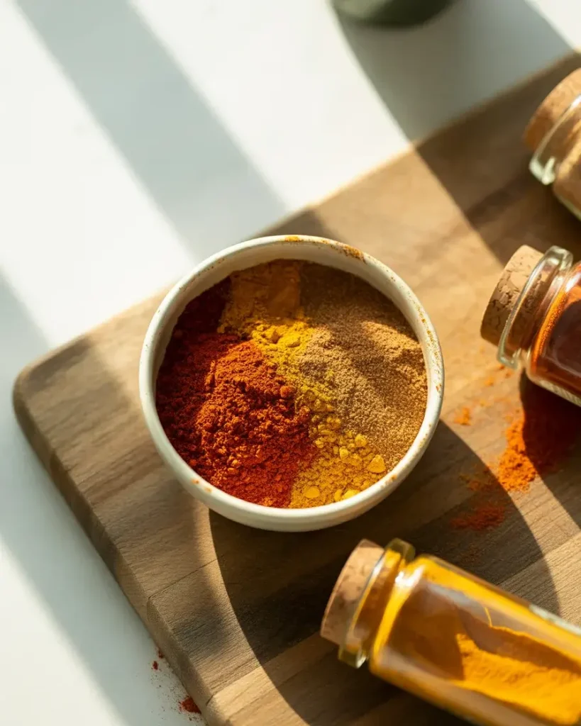 Warm spice blend of cumin, paprika, cayenne, and cinnamon ready for mixing into lamb