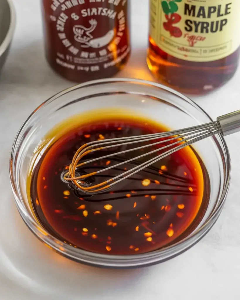 Whisk the glaze until smooth - the vinegar balances the maple sweetness perfectly