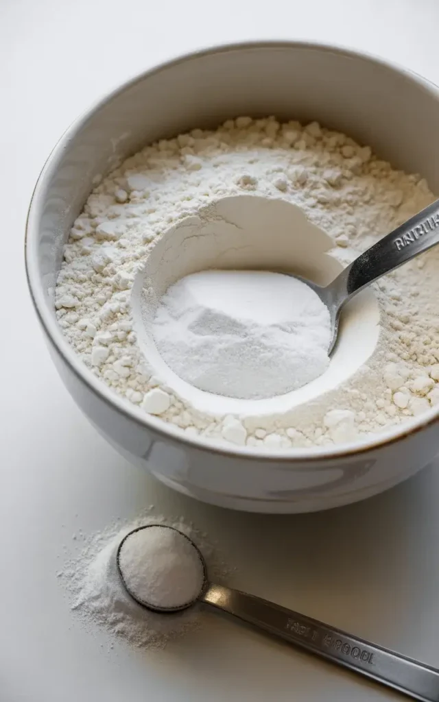  Whisked dry ingredients ready to fold into the butter mixture for perfectly textured cookies