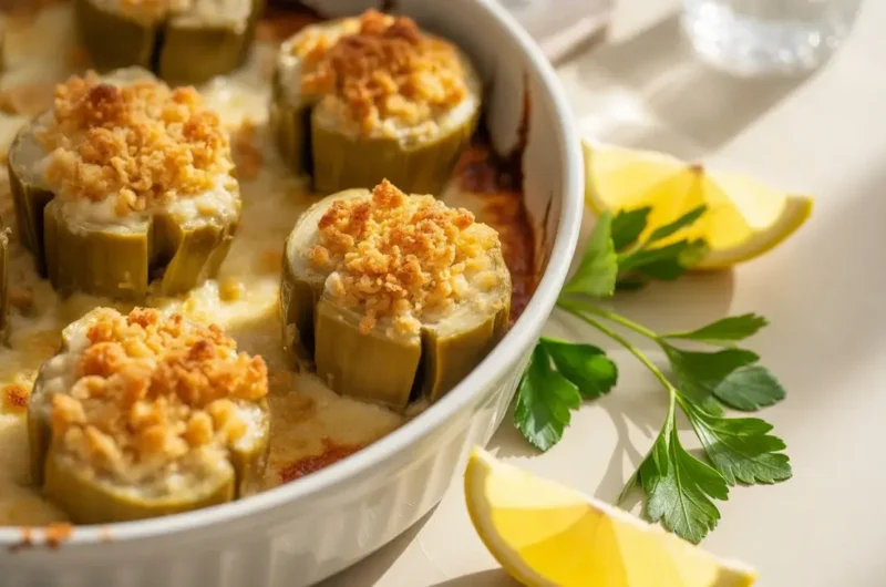 Canned Artichoke Hearts with Parmesan Breadcrumb Topping