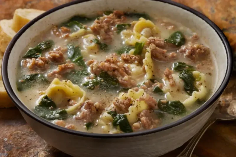 Creamy Crockpot Tortellini Soup